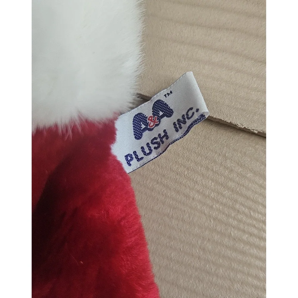 Vintage 3D Red Christmas Stocking Gray Mouse 1992 A&A Plush